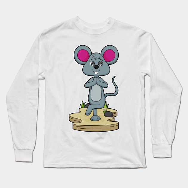 Mouse at Yoga Fitness Long Sleeve T-Shirt by Markus Schnabel